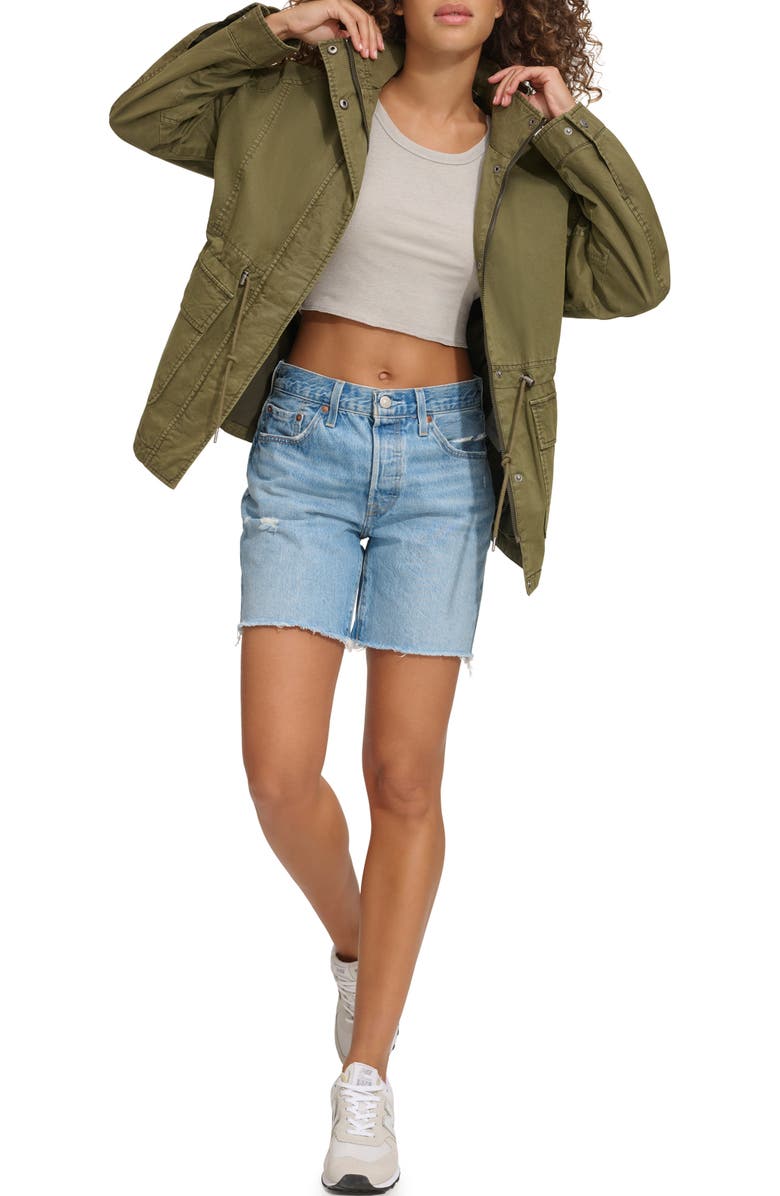 Levi's Cotton Hooded Jacket, Alternate, color, Olive Night