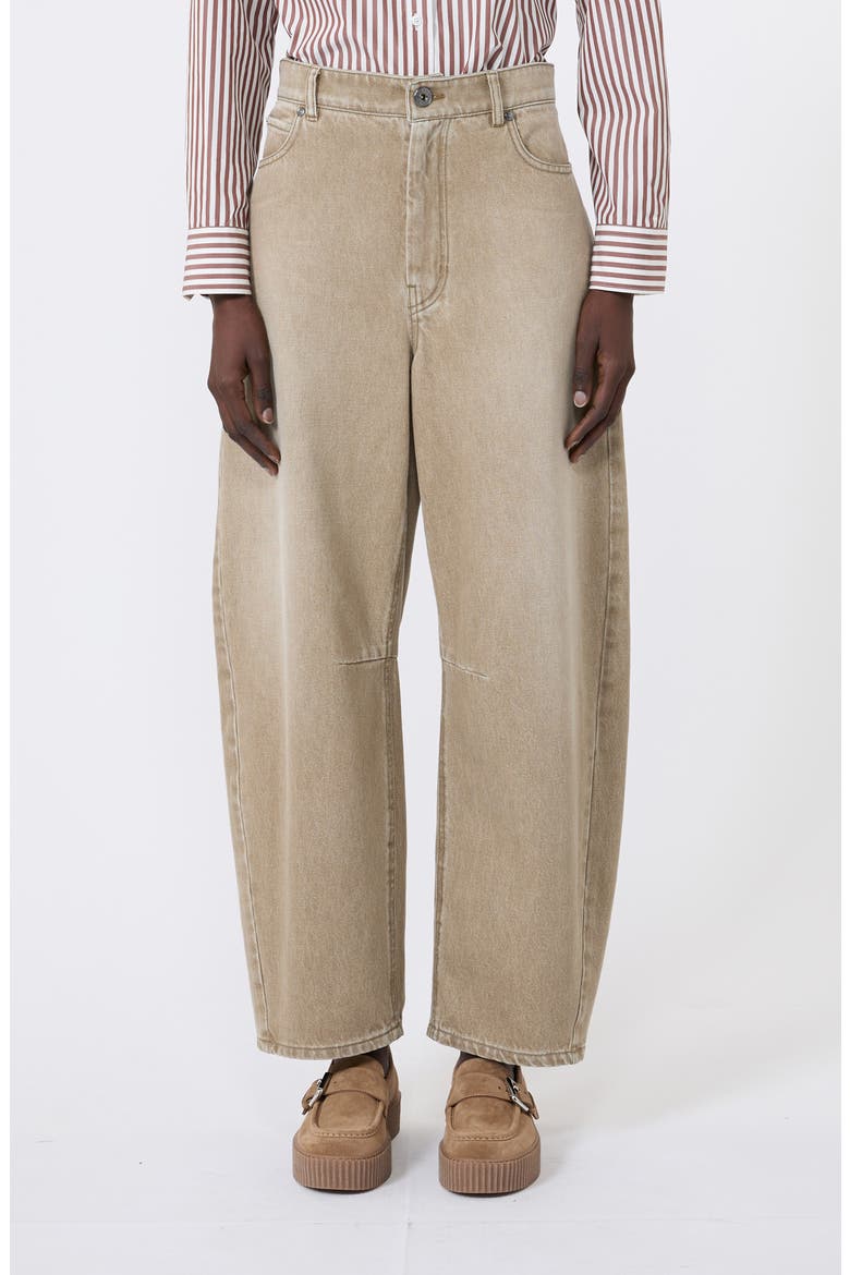 Arcadia Barrel Leg Jeans, Main, color, BEIGE