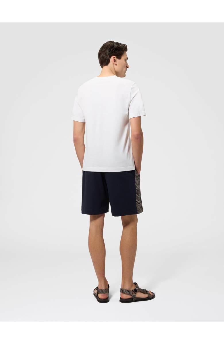 Missoni Cotton Fleece Shorts With Zigzag Insert, Alternate, color, Beige& White