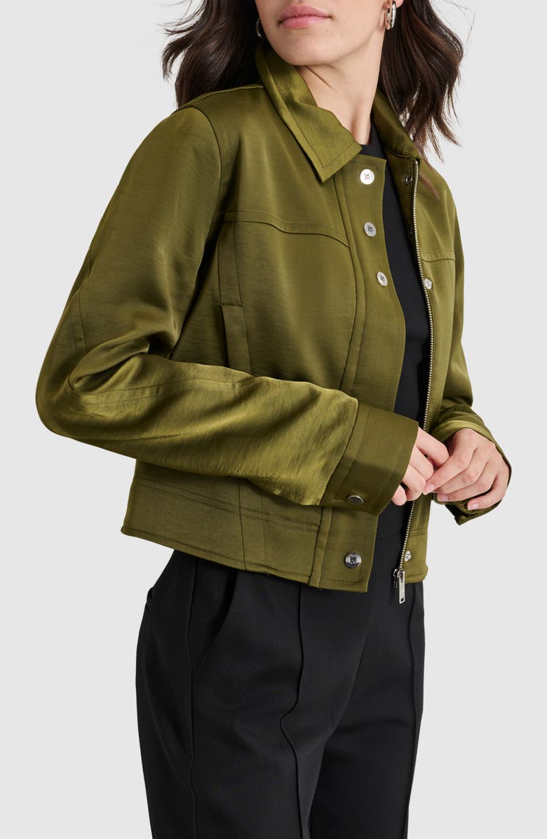 DKNY Crop Trucker Jacket, Alternate, color, 