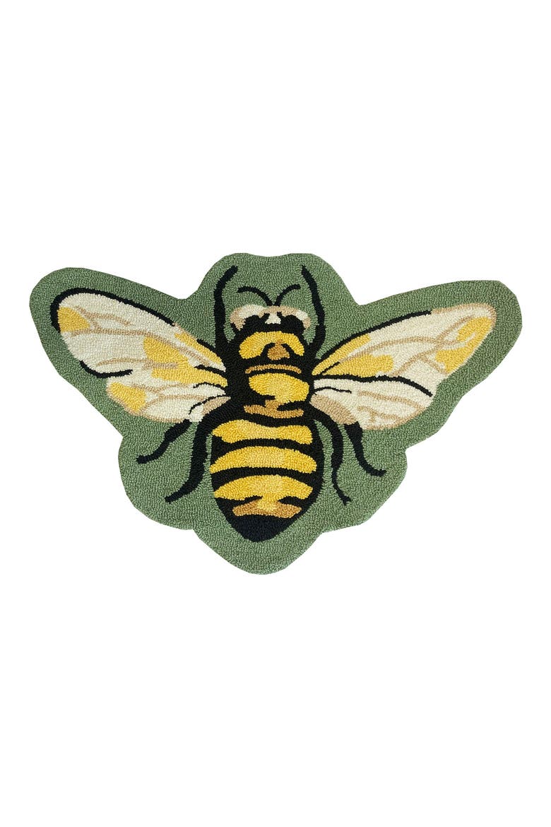 Bee Shaped Indoor/Outdoor Doormat, Main, color, SAGE WHITE