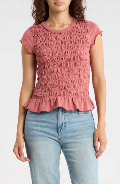 Madden Girl Smocked Cotton Blend Top