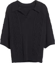 LOULOU DE SAISON Kina Johnny Collar Cotton Sweater