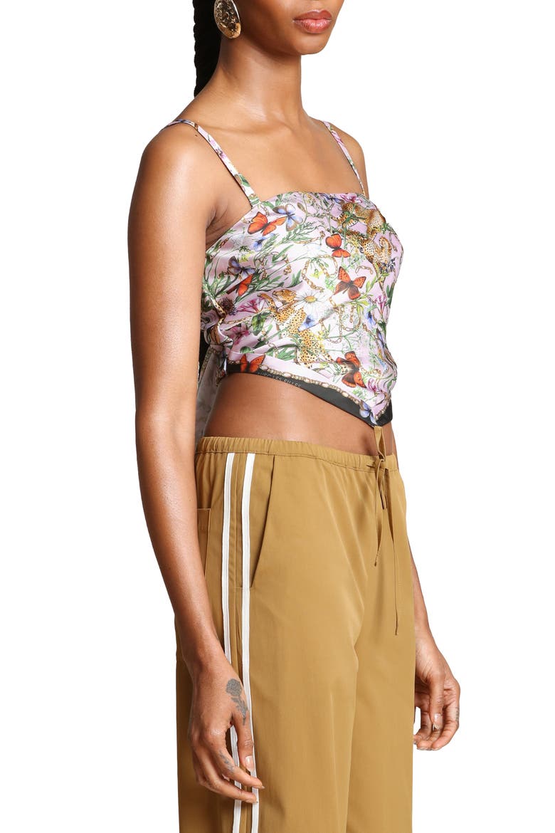 Scarf Satin Crop Top, Alternate, color, PINK CHEETAH SCARF