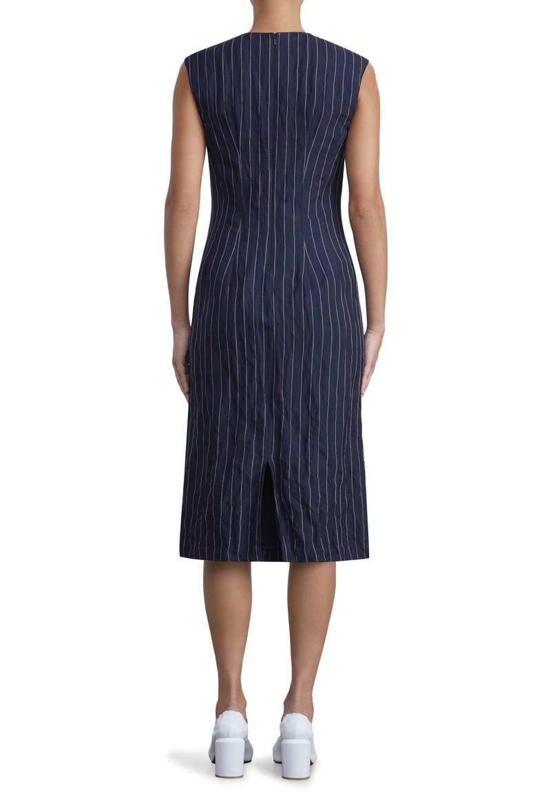 Metallic Pinstripe Crinkled Sheath Dress, Alternate, color, MIDNIGHT BLUE MULTI