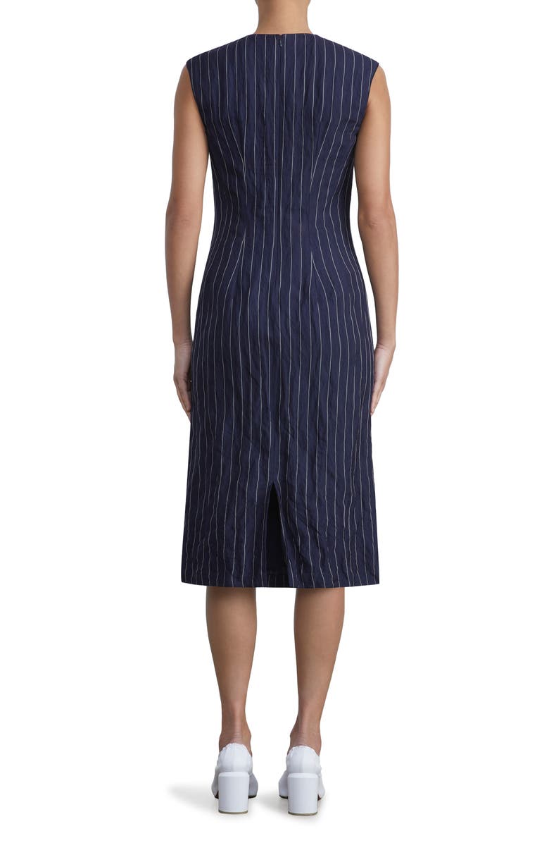 Lafayette 148 New York Metallic Pinstripe Crinkled Sheath Dress, Alternate, color,