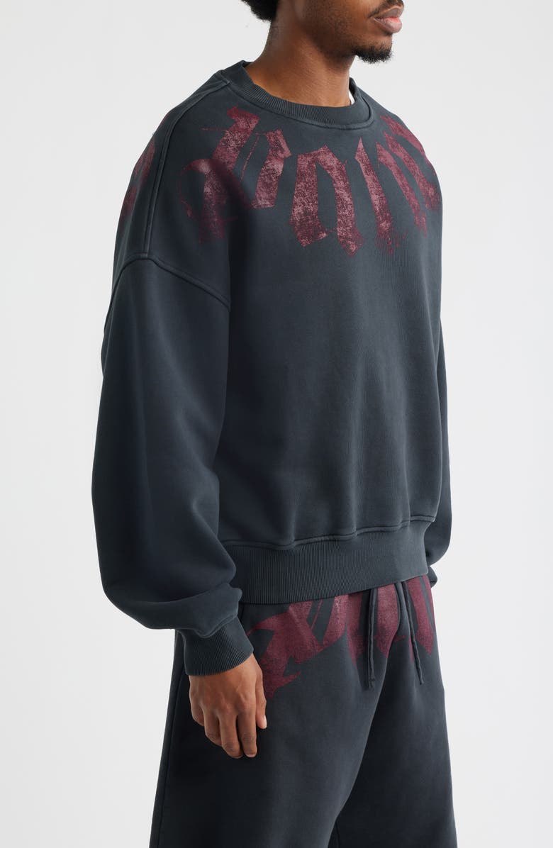 Palm Angels Big Neck Logo Sweatshirt, Alternate, color, Black Burgundy