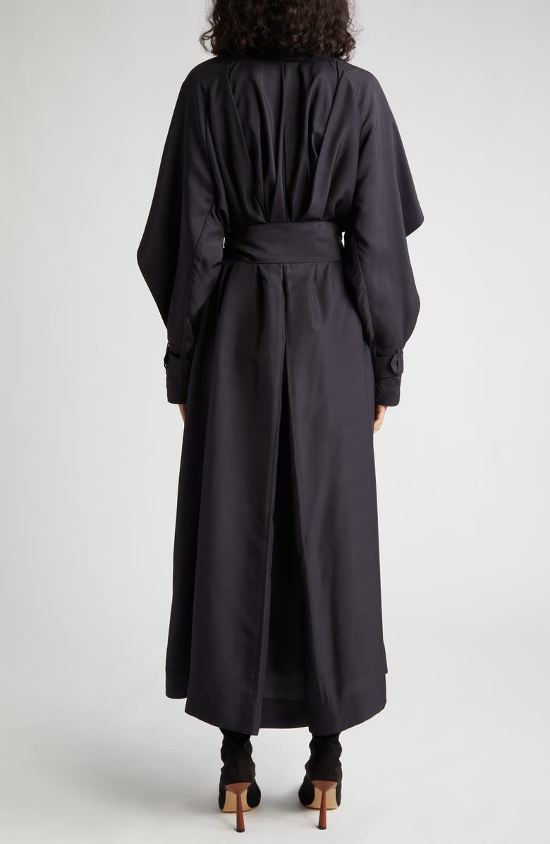Victoria Beckham Pleated Back Fluid Silk Trench Coat, Alternate, color,