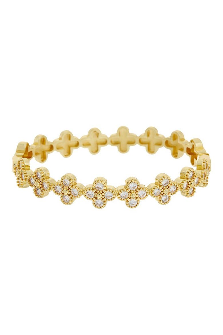 Cubic Zirconia Quatrefoil Bangle, Main, color, YELLOW