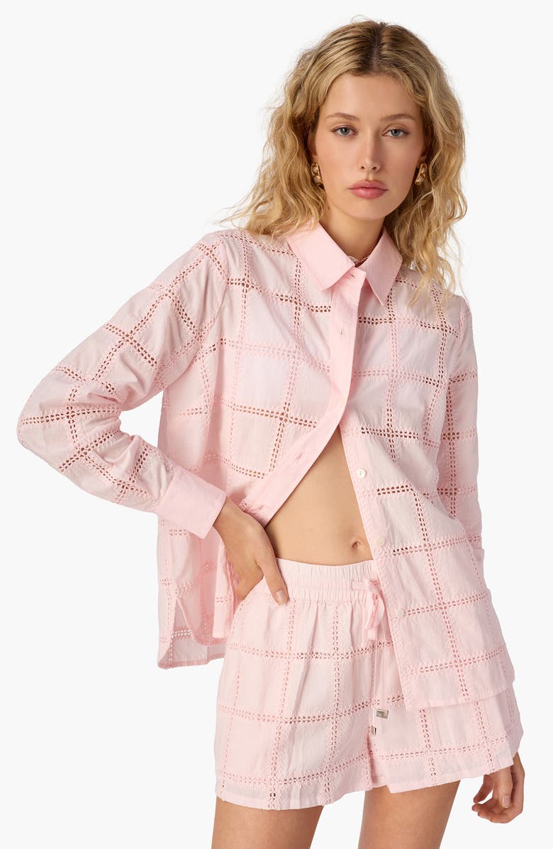 CAMI NYC Tomei Embroidered Eyelet Button-Up Shirt, Alternate, color, Dogwood