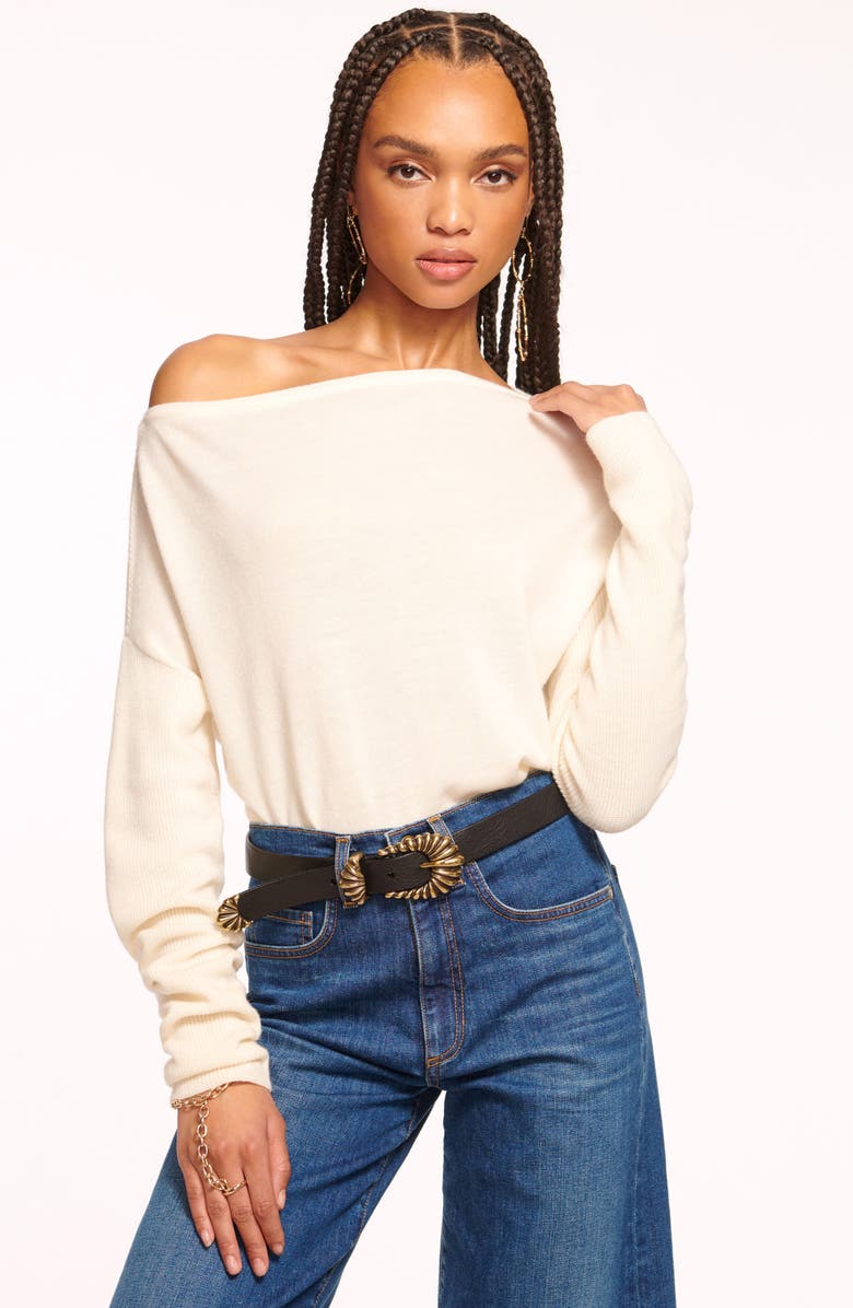 Ramy Brook Chance Wool Off the Shoulder Sweater, Alternate, color, Ivory