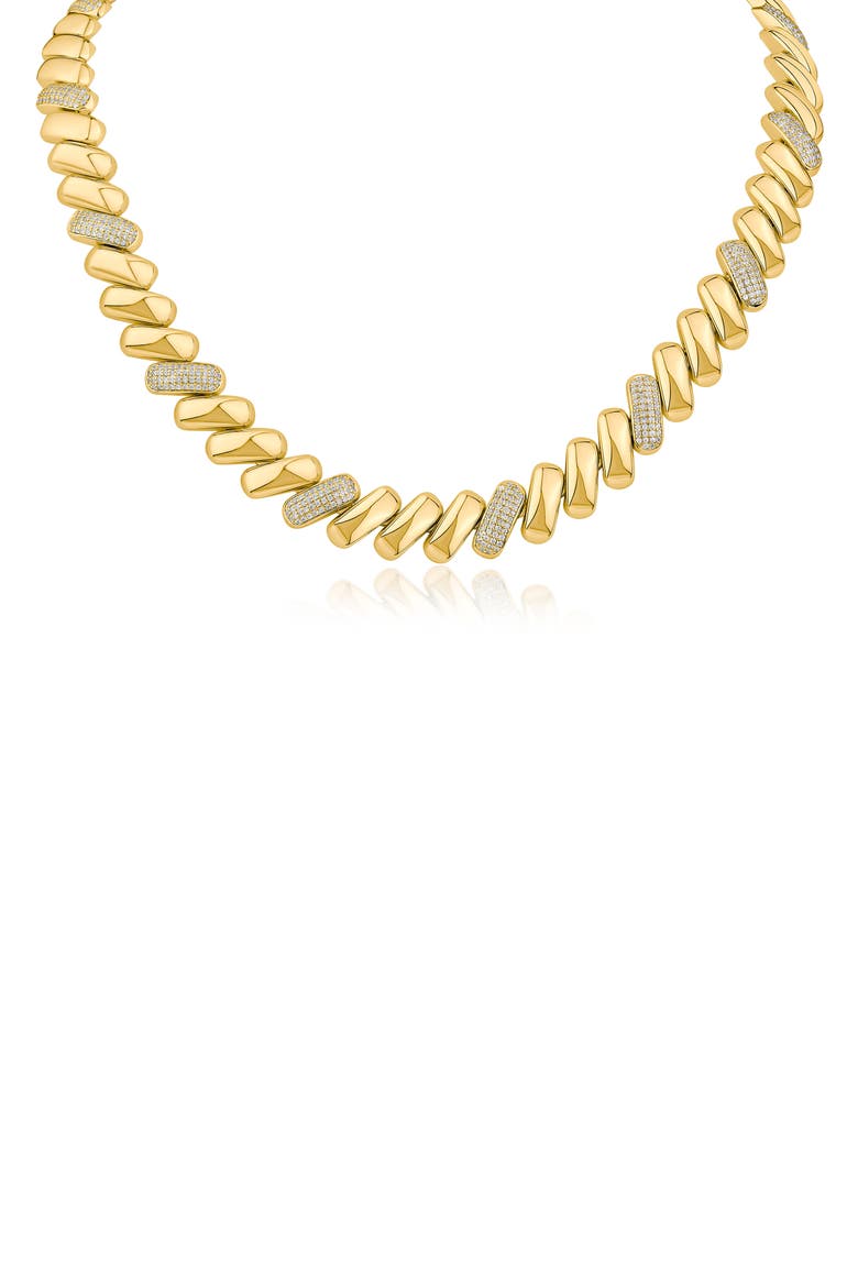 Alternating Pave Link Collar Necklace, Main, color, GOLD PLATED