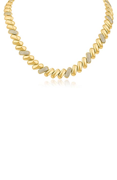 Alternating Pave Link Collar Necklace