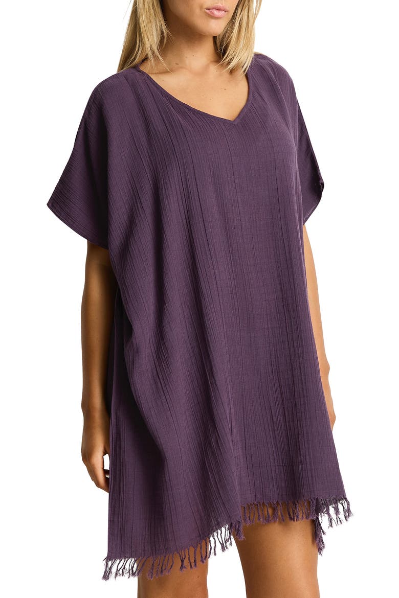 Salt Kaftan Cover-Up, Alternate, color, BLACKBERRY
