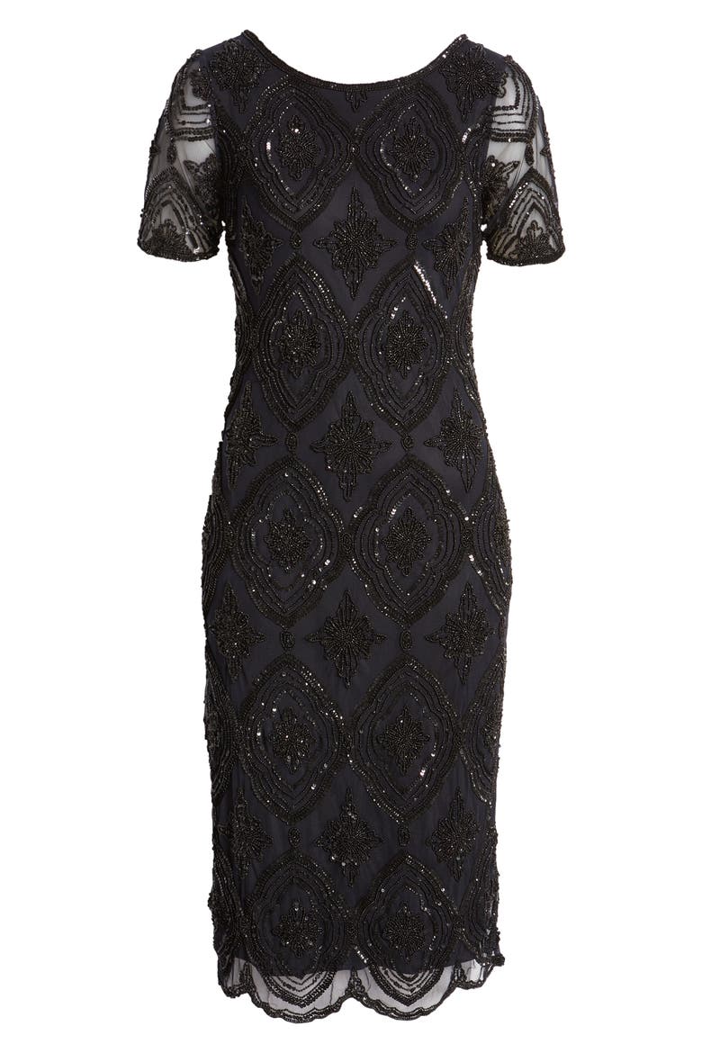 Stain Glass Beaded Cocktail Dress, Alternate, color, BLACK