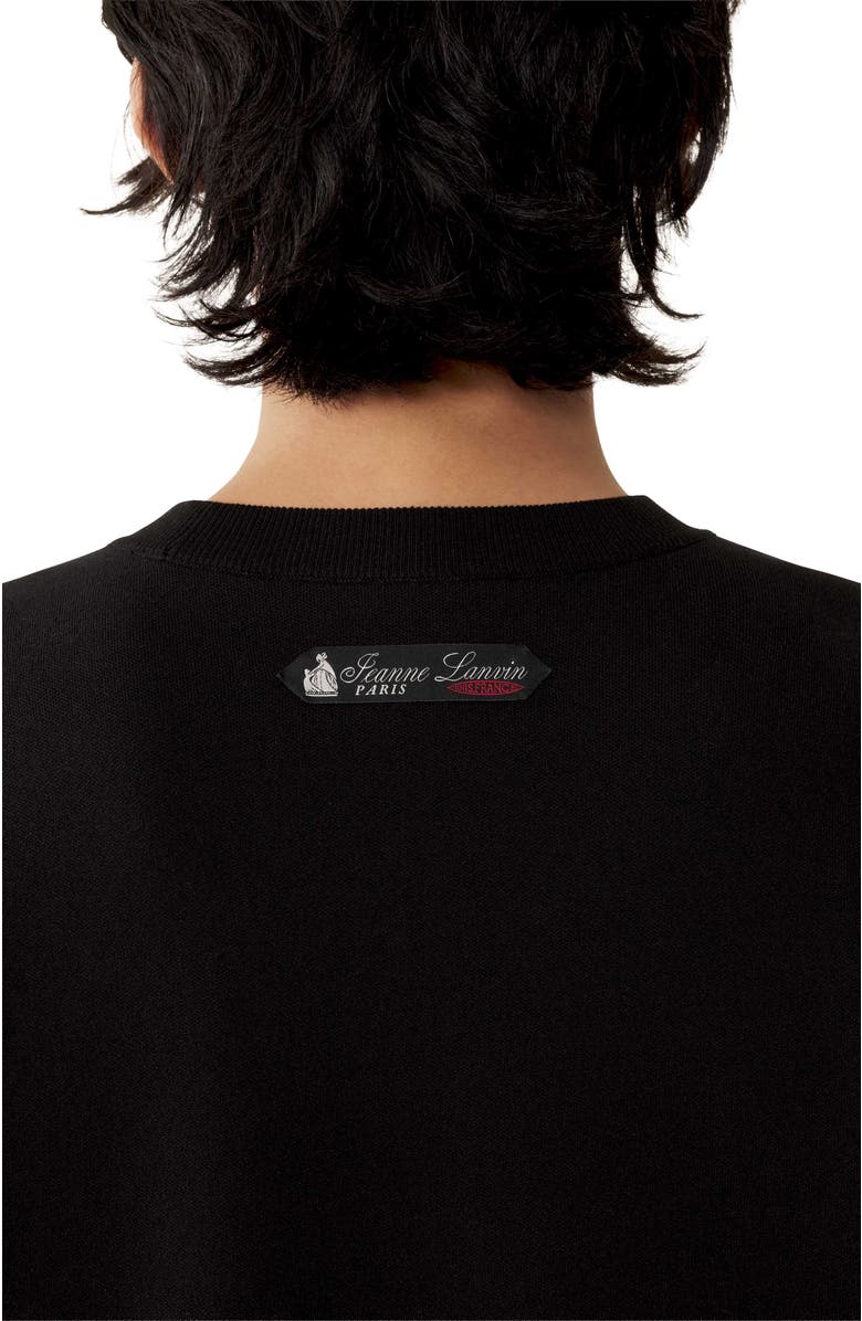 Lanvin Loose-Fit T-Shirt In Silk And Cotton Jacquard, Alternate, color, Black/Ecru