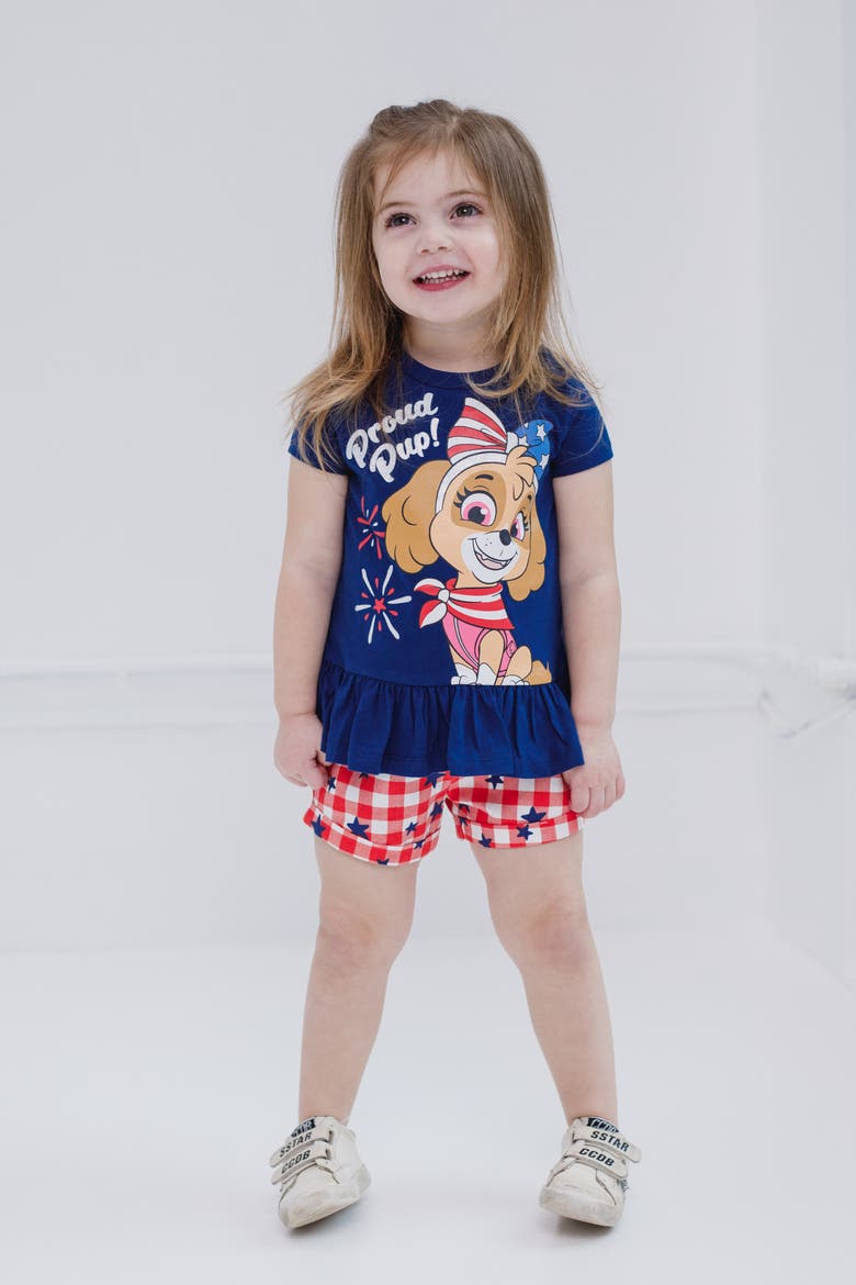 Skye July 4th 2-Piece T-Shirt and Shorts Set, Alternate, color, Skye Navy Gingham