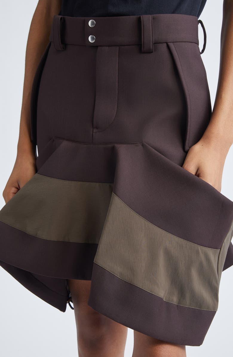 Sacai Mixed Media Skirt, Alternate, color, Brown