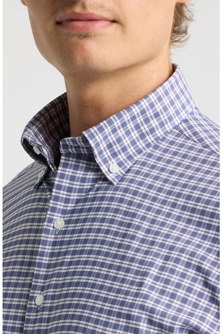 Clark Performance Twill Plaid Sport Shirt, Alternate, color, NAVY
