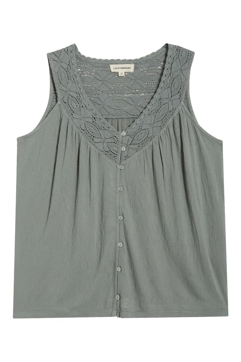 Lace Trim Sleeveless Top, Alternate, color, GREEN BAY