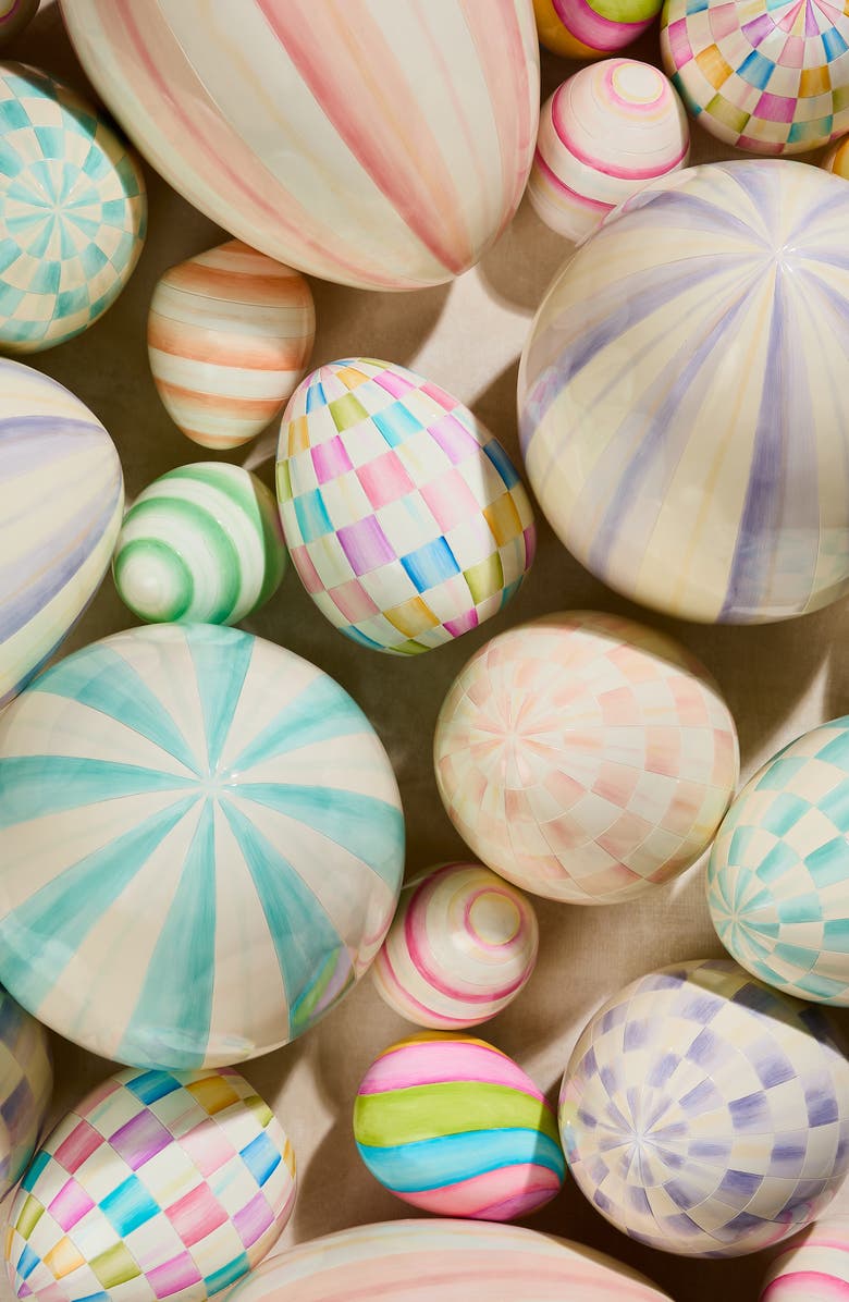 MACKENZIE CHILDS Aqua Stripe Medium Egg, Alternate, color, Blue