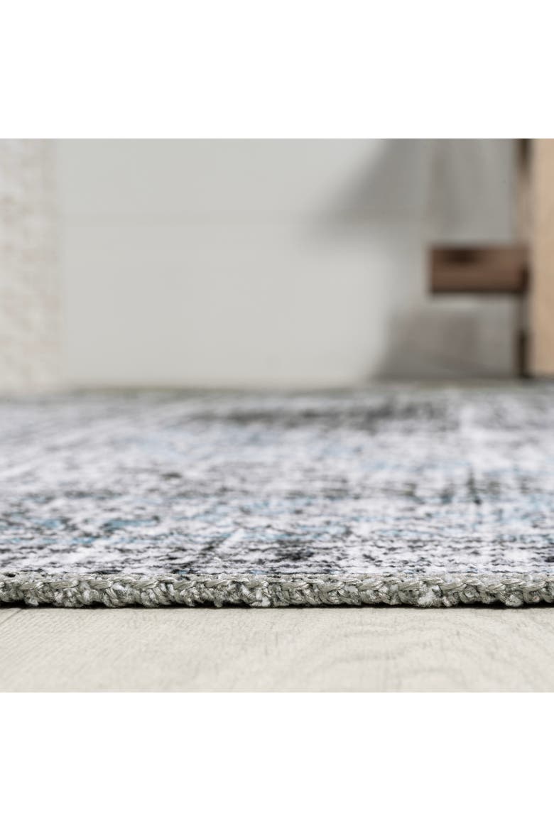 Bausch Bohemian Distressed Chenille Machine-Washable Area Rug, Alternate, color, Dark Gray/Blue