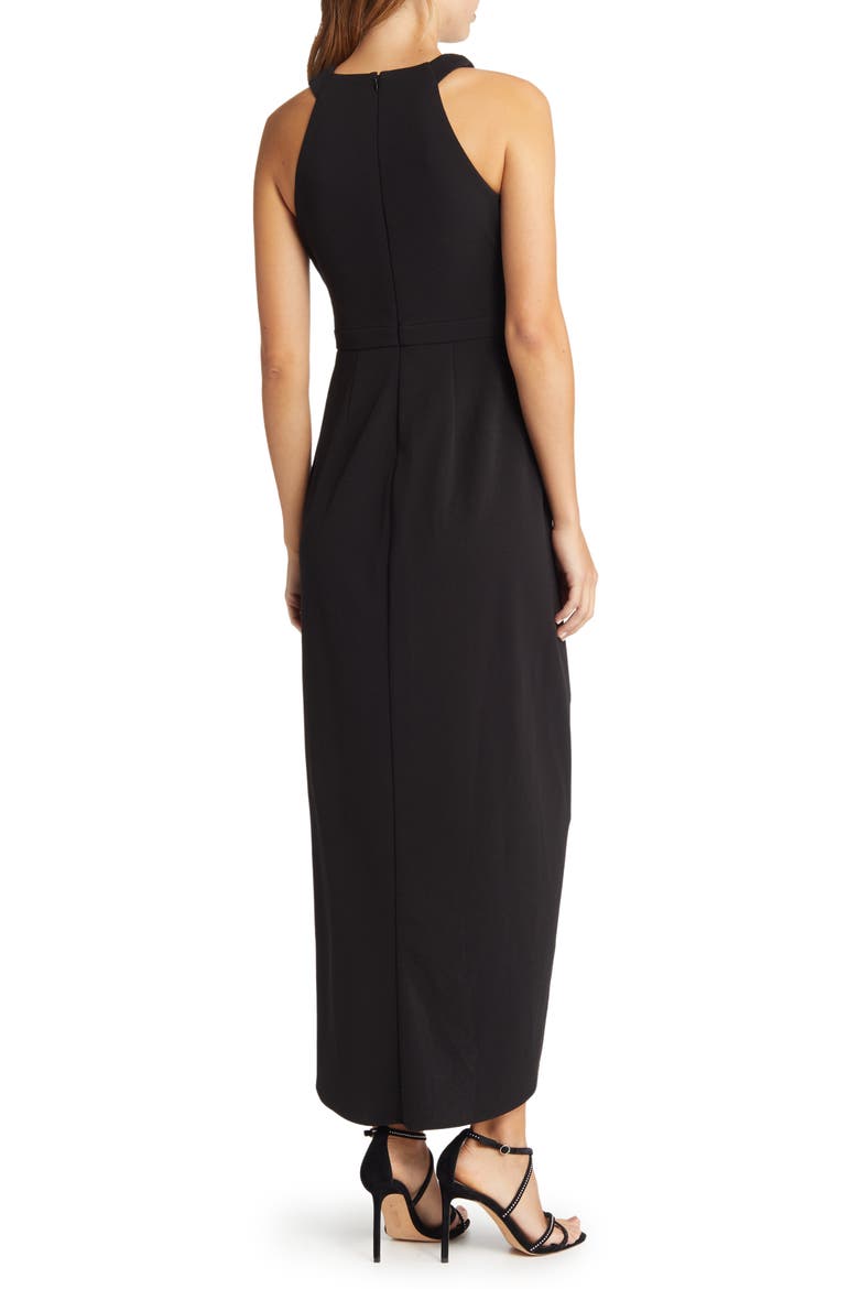 Halter Neck Midi Dress, Alternate, color, BLACK