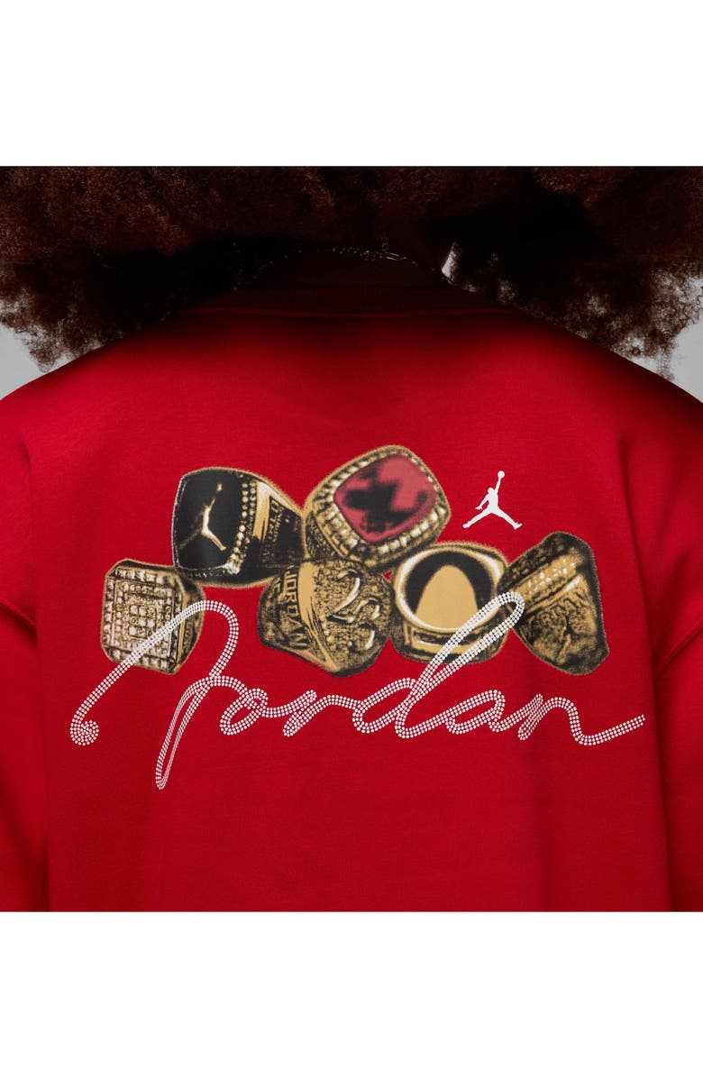 Nike Jordan Brooklyn Fleece Crewneck Sweatshirt, Alternate, color, Gym Red/ White