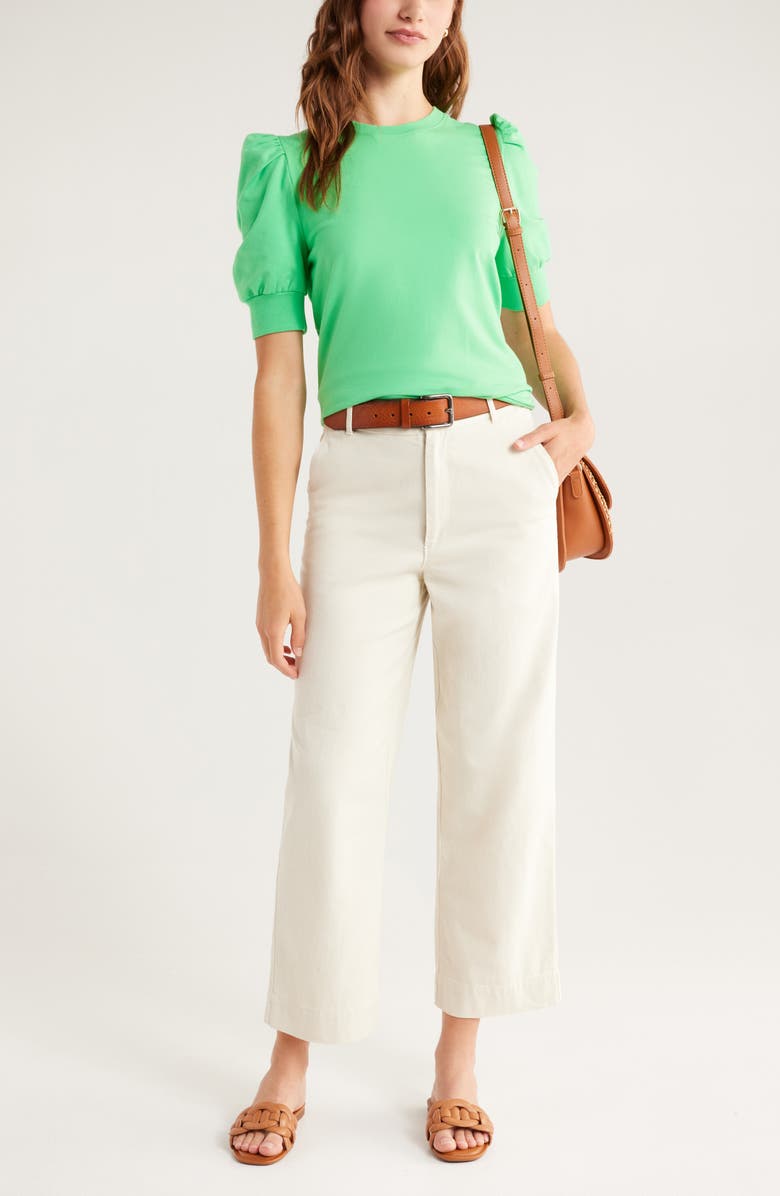 Caslon<sup>®</sup> Puff Short Sleeve Sweatshirt, Alternate, color, Green Celtic