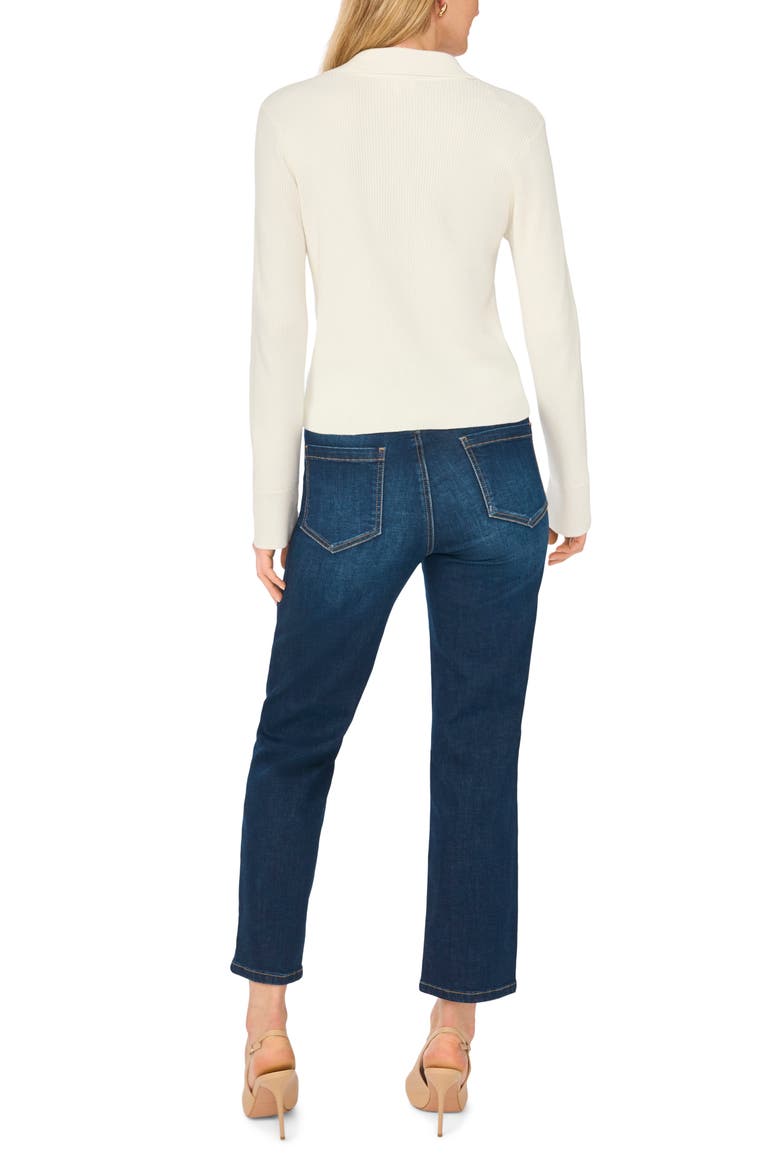 Collared Rib Cardigan, Alternate, color, IVORY CRME