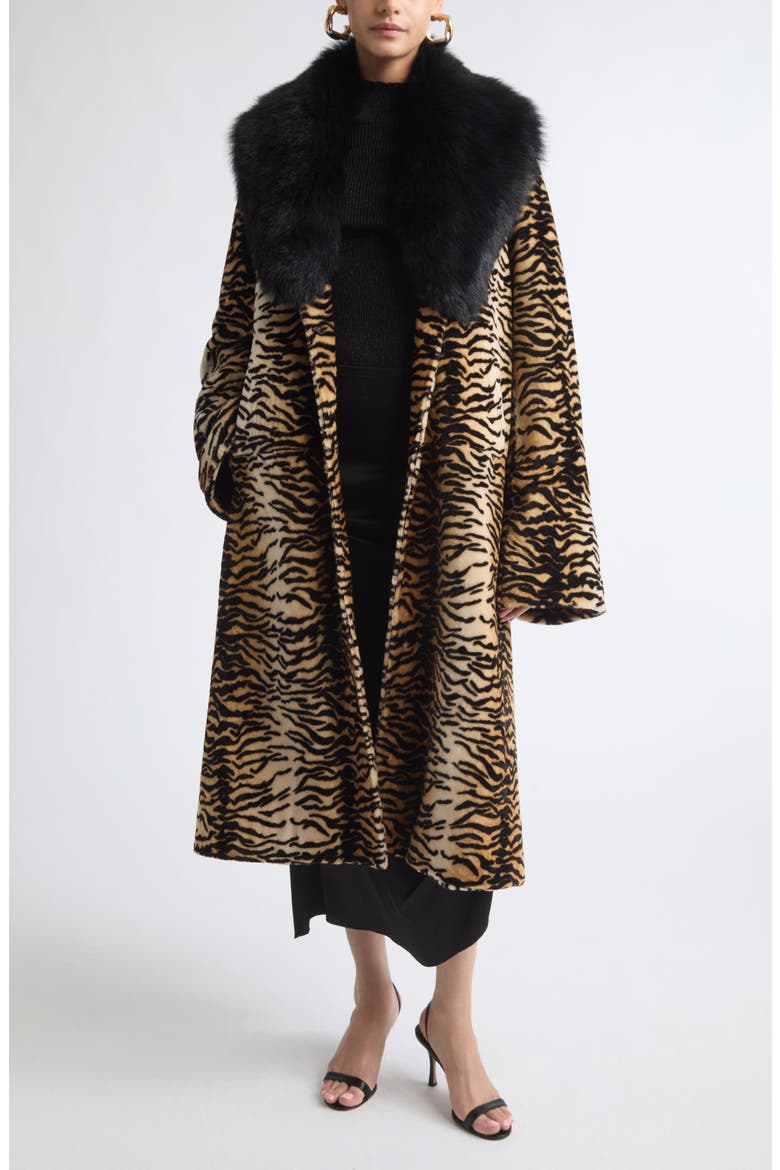 Nina Genuine Shearling Coat, Main, color, GOLDEN TIGER