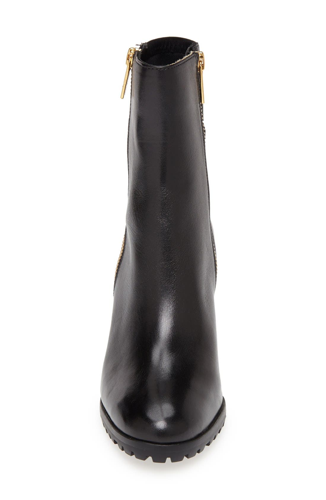 'Aileen' Stacked Wedge Bootie, Alternate, color, BLACK