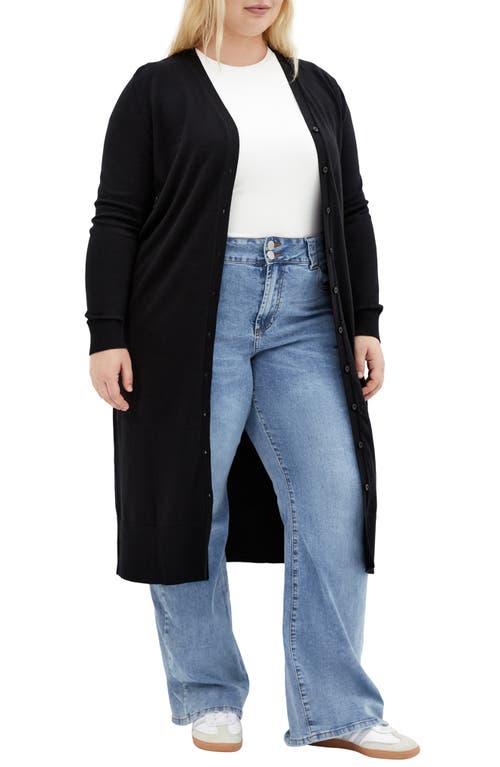 City Chic Josie Longline V-neck Cardigan In Blue