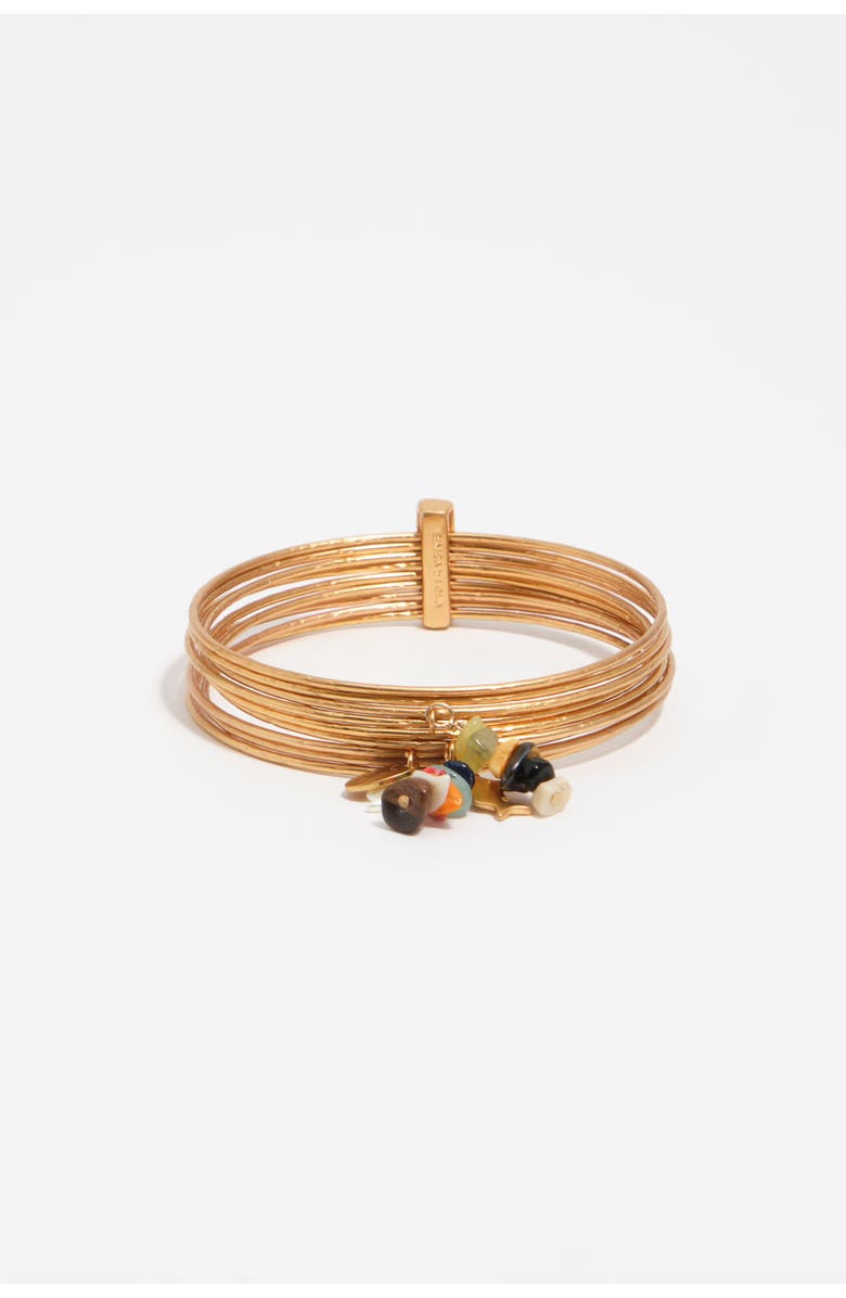 Bimba y Lola Bangle Bracelet With Aged Stones Texture, Alternate, color, Gold