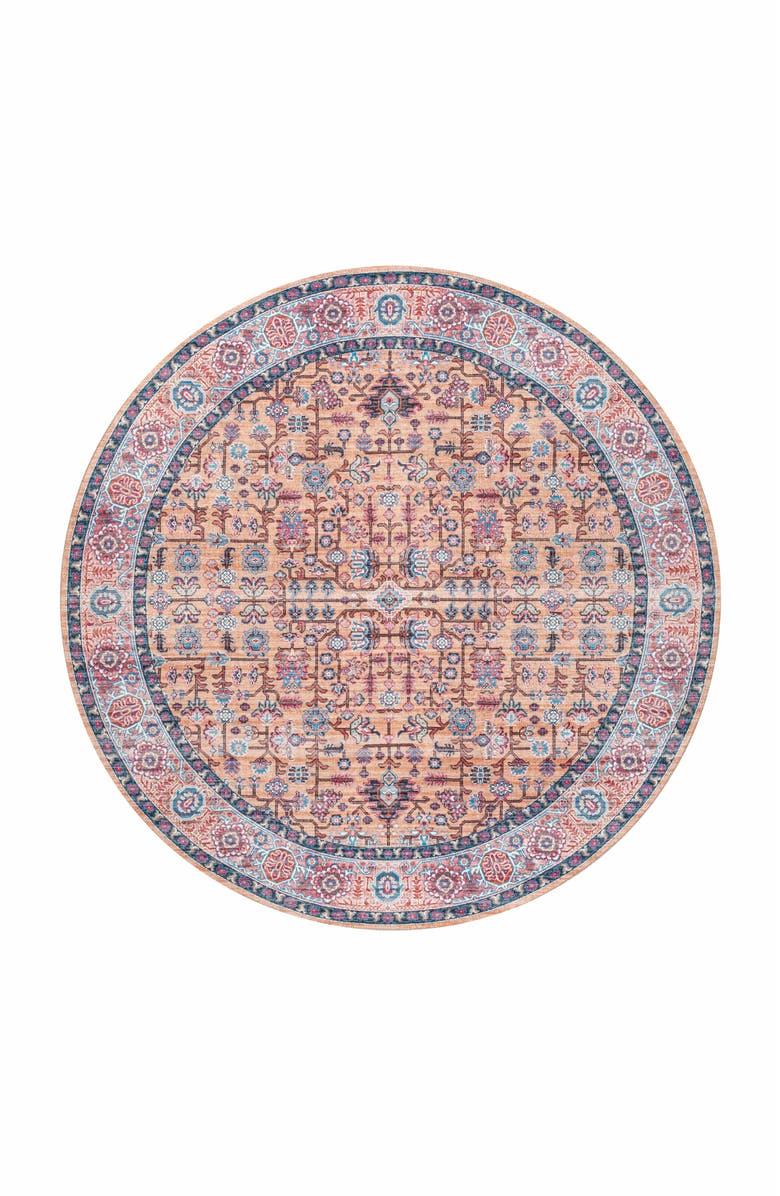 JONATHAN Y Kemer All-Over Persian Machine-Washable Round Area Rug, Alternate, color, Red/Blue