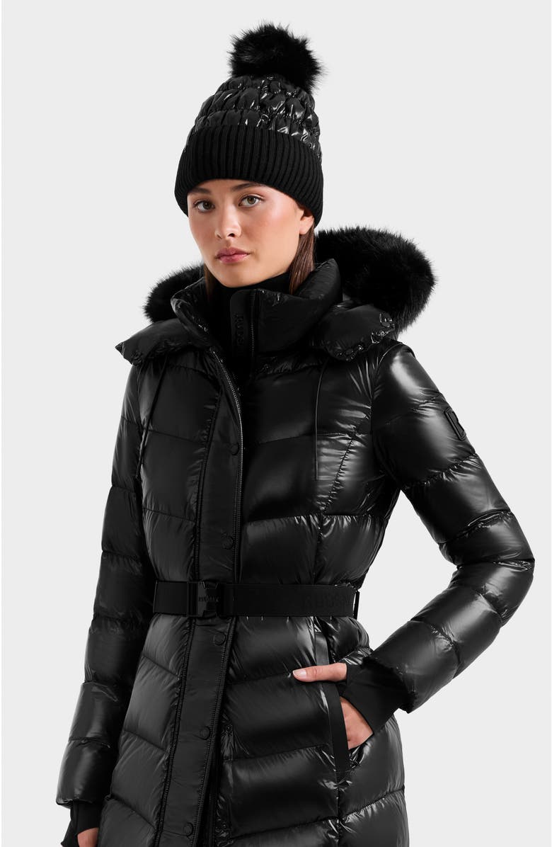 Rudsak Elsie Glossy Long Quilted Down Puffer, Alternate, color, Black