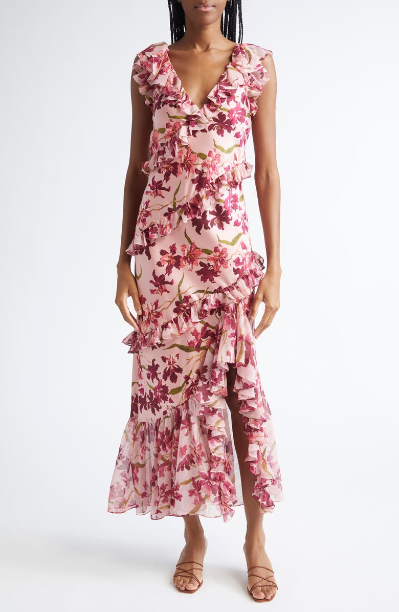 Cinq à Sept Trailing Hibiscus Maxi Dress, Main, color, Blush Petal Multi