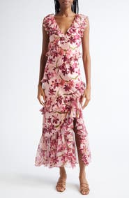 Cinq à Sept Trailing Hibiscus Maxi Dress