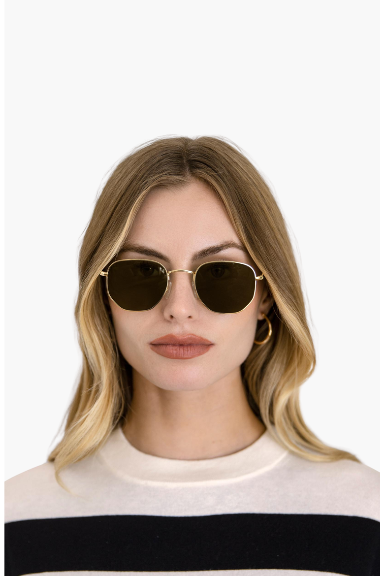 Nico Hexagonal German Stainless Steel Sunglasses, Alternate, color, Gold