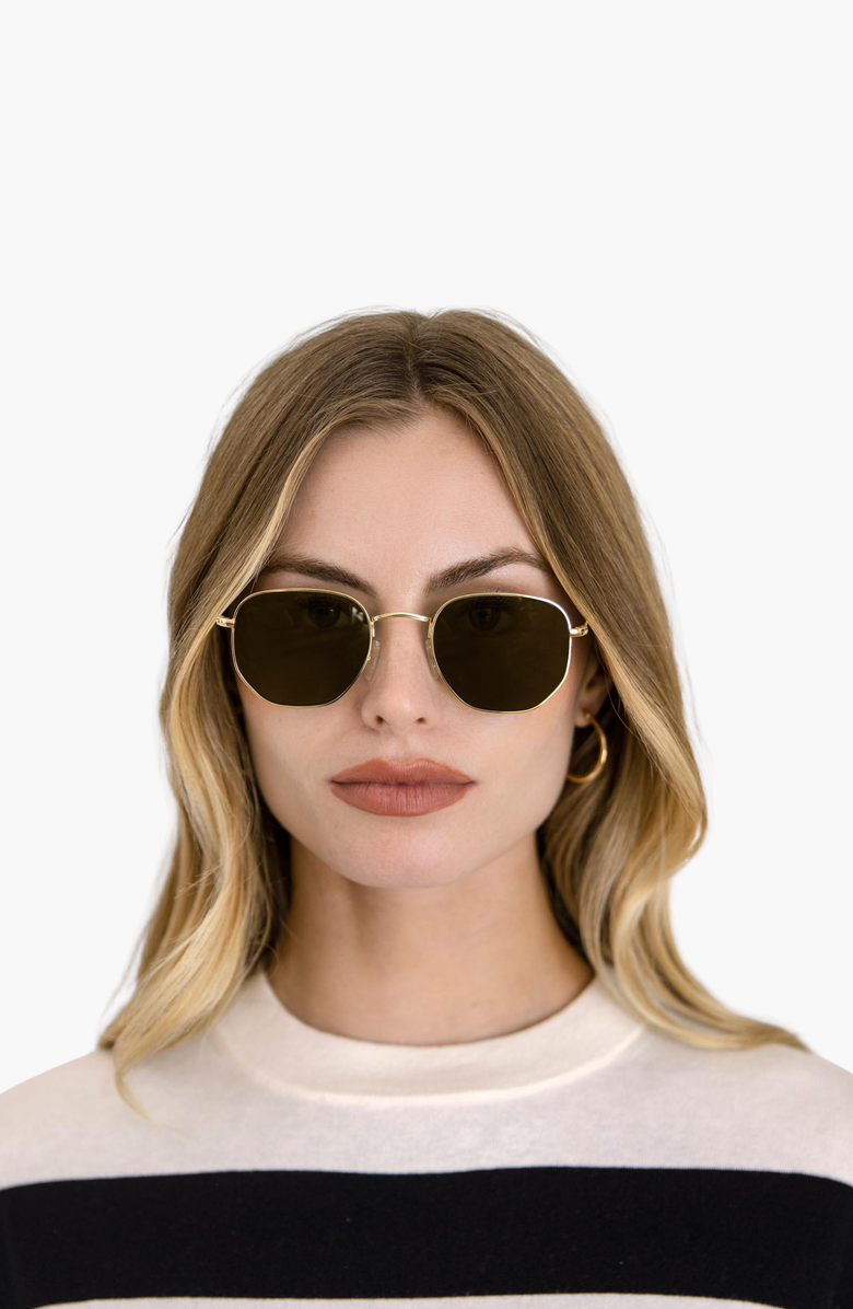 Italic Nico Hexagonal German Stainless Steel Sunglasses, Alternate, color, Gold