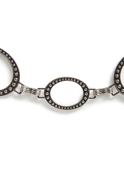 Vince Camuto Studded Mixed Size Oval Chain Belt In Silver