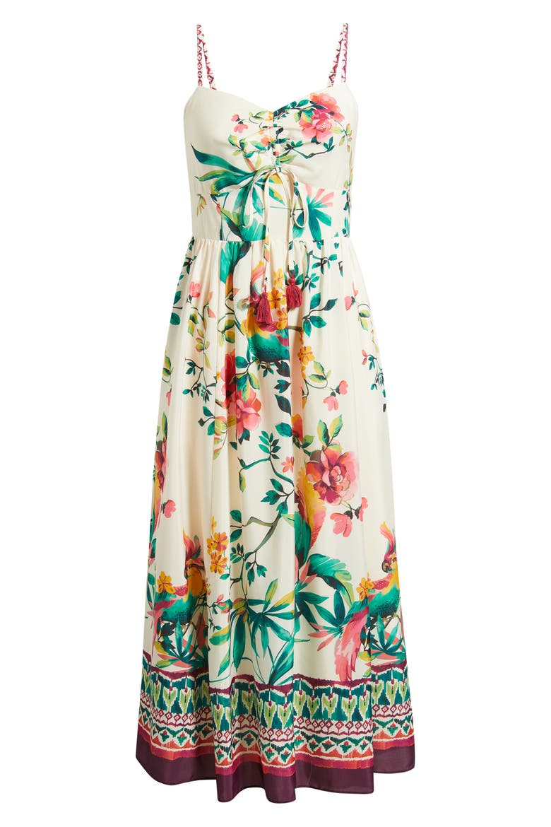 Floral Border Print Midi Dress, Alternate, color, IVORY MULT