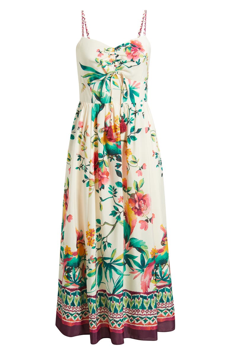 Eliza J Floral Border Print Midi Dress, Alternate, color, Ivory Mult