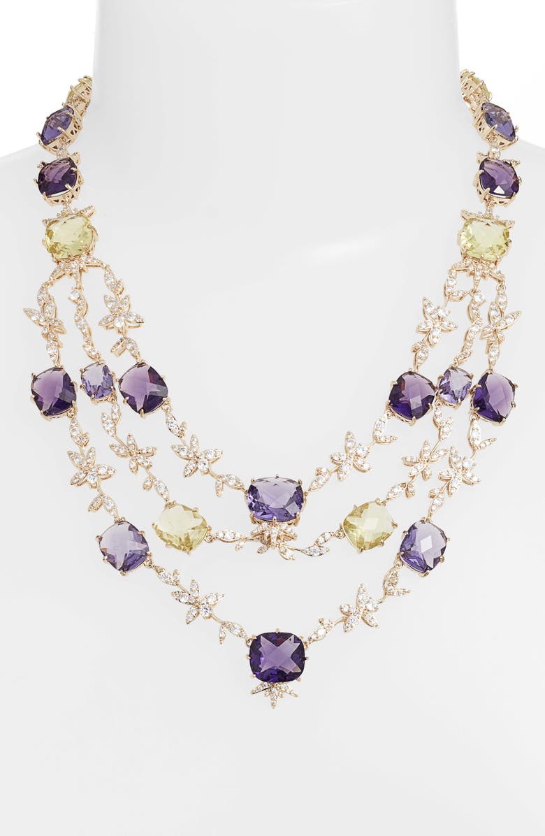 Jenny Packham Crystal Layered Bib Necklace, Alternate, color, 