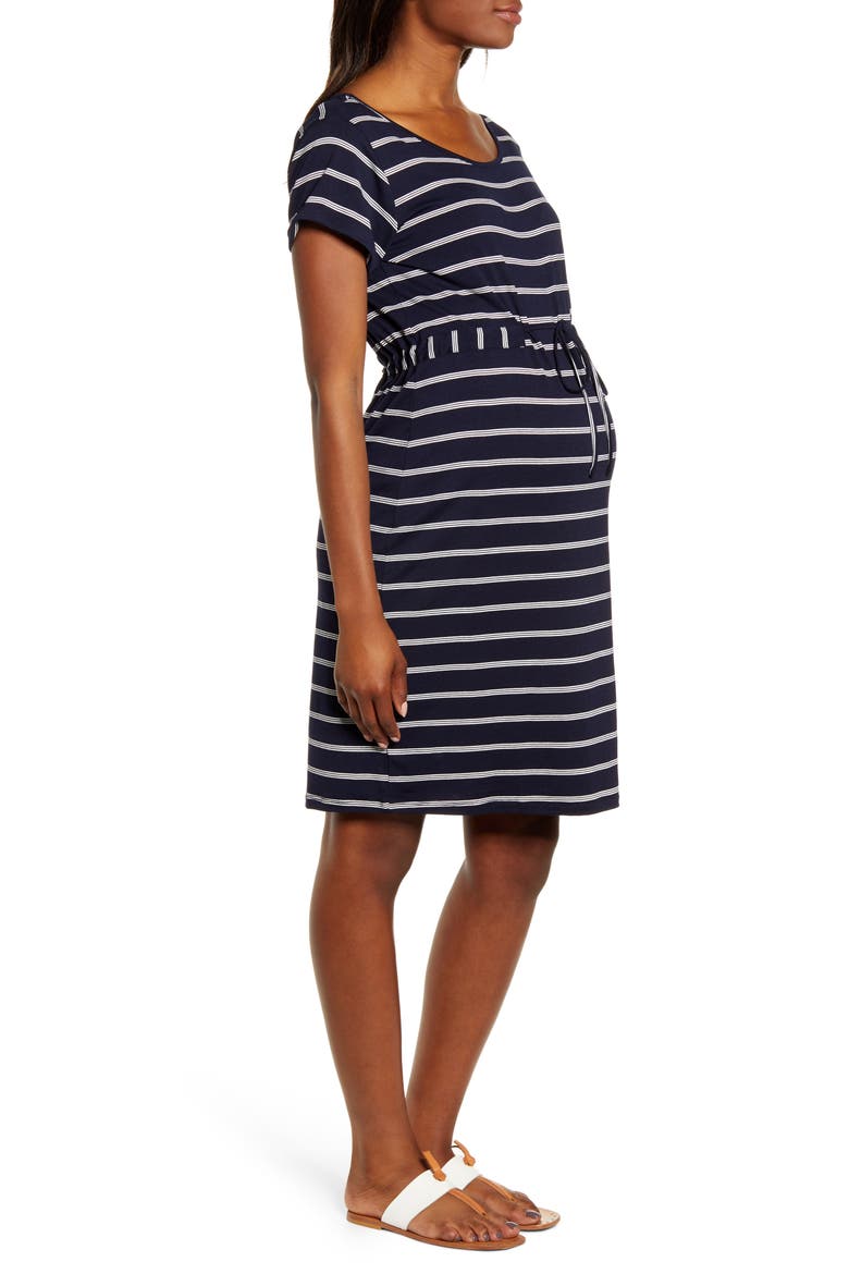 Drawstring Maternity Dress, Alternate, color, NAVY