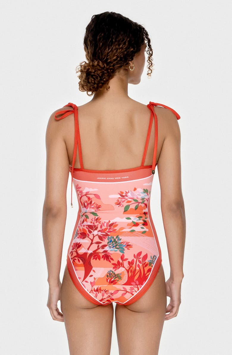Jessie Zhao New York Crossing Red Reversible One-Piece Swimsuit, Alternate, color, Red