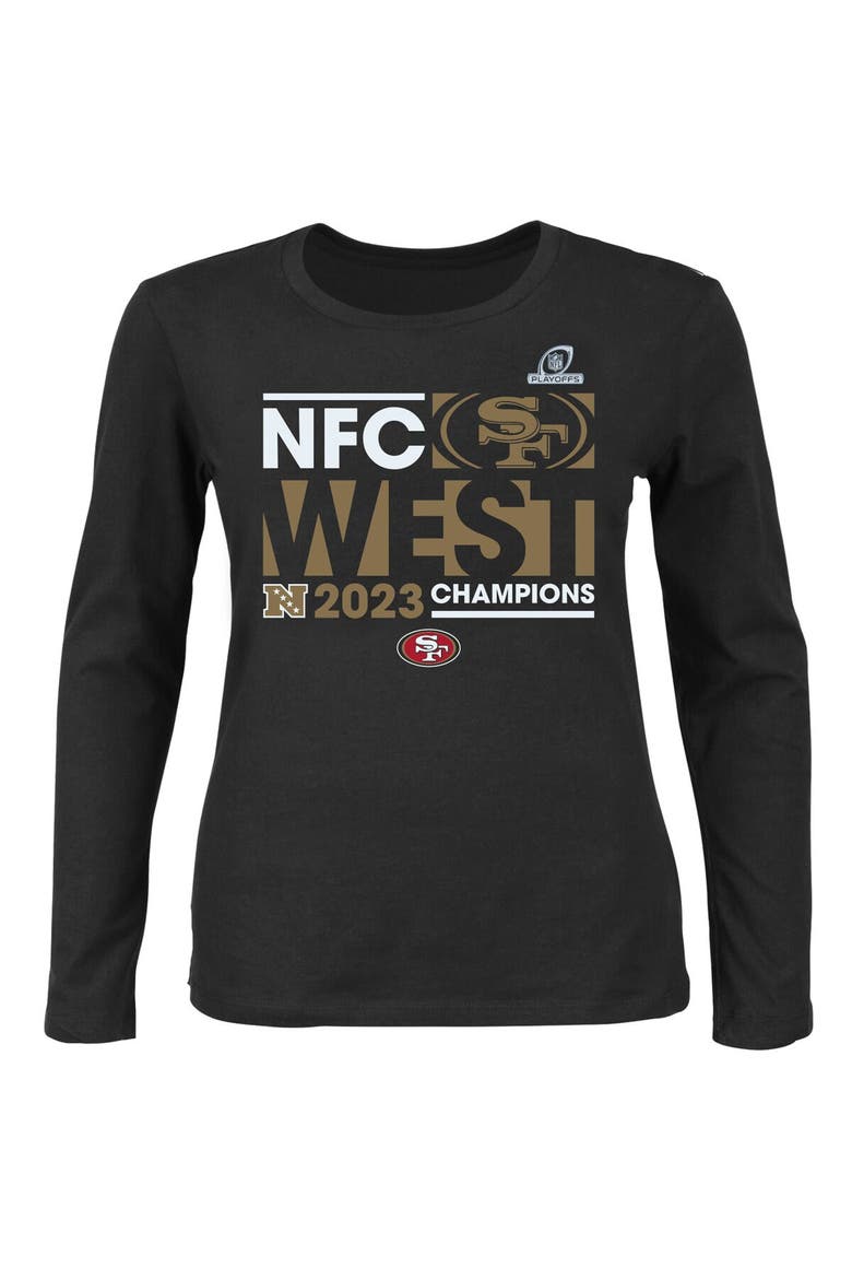 Women's Fanatics Branded  Black San Francisco 49ers 2023 NFC West Division Champions Plus Size Conquer Long Sleeve Scoop Neck T-Shirt, Alternate, color, Black