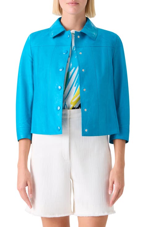 Crinkle Napa Leather Trucker Jacket