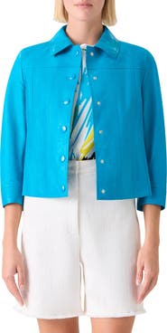 Akris punto Crinkle Napa Leather Trucker Jacket