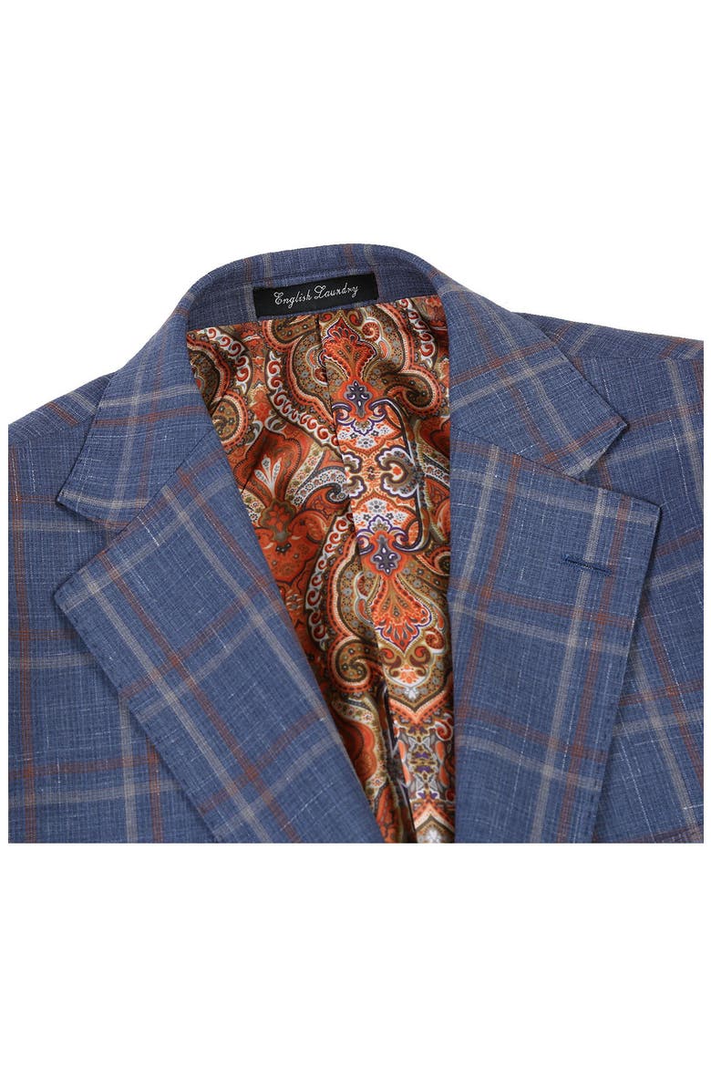 Plaid Two Button Notch Lapel Trim Fit Wool Blend Suit, Alternate, color, BLUE